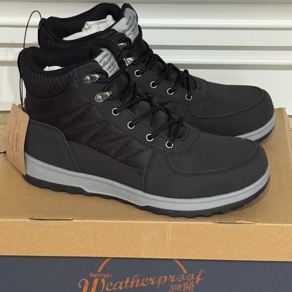 Weatherproof Vintage Steven Black Griffin Lace-Up Boots Durable Rubber Sole 10 - Picture 1 of 11